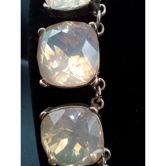 Necklace Statement Faceted Opalescent Faux Stones .75" Vintage Adjusts 15-20" - Picture 6 of 16